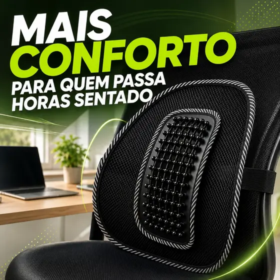 Apoio Lombar Ergonômico para Cadeira Escritório Carro Banco Encosto de Coluna com Tela Mesh Preta