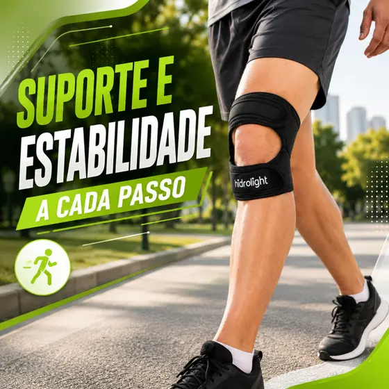 Joelheira Ortopédica Sub Patelar Hidrolight Ajustável em Neoprene Preta para Joelho Tamanho Único