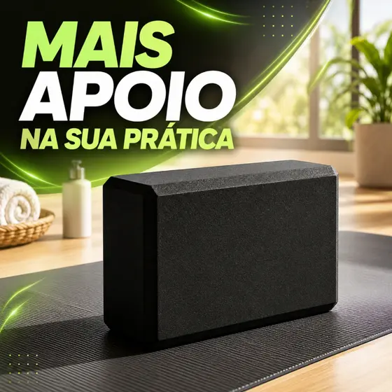Bloco De Yoga EVA Preto Alta Densidade Antiderrapante Para Pilates Alongamento Meditação Funcional