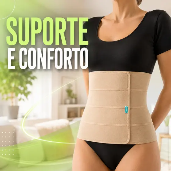 Faixa Abdominal Pós Cirúrgica 4 Gomos para Hérnia Bariátrica Cinta Bege Modeladora Sustentação