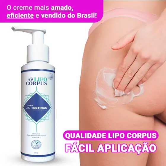 Removedor De Estrias Creme Corporal AntiEstrias | Ação Poderosa 250g - Lipo Corpus Original