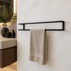 Porta Toalhas Duplo 60cm Reforçado Suporte para Parede Multiuso Premium Organizador de Banheiro