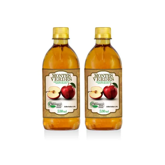 Kit 2 Vinagre De Maçã Orgânico Montes Verdes 530ml