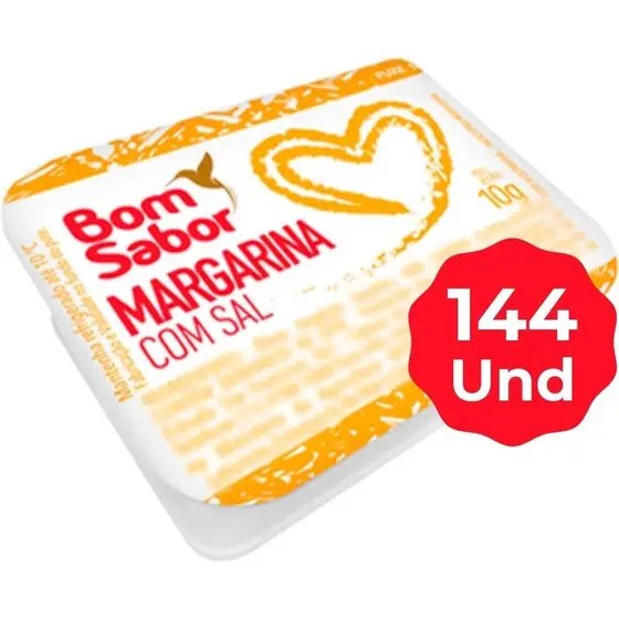 Margarina Bom Sabor 10g Blister Sachê 144un - Caixa Fechada Individual Café Da Manhã Hotel Coffee Break