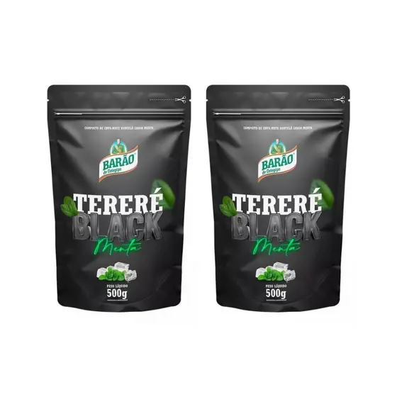 Kit 2 Erva Tereré Black Menta Extra Forte Barão De Cotegipe 500g Refrescante Natural Gelado Bebida