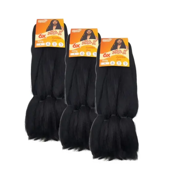 Kit 3 Cabelo Para Trança Super Jumbo Braid Hello Hair - Fibra Sintética 1un