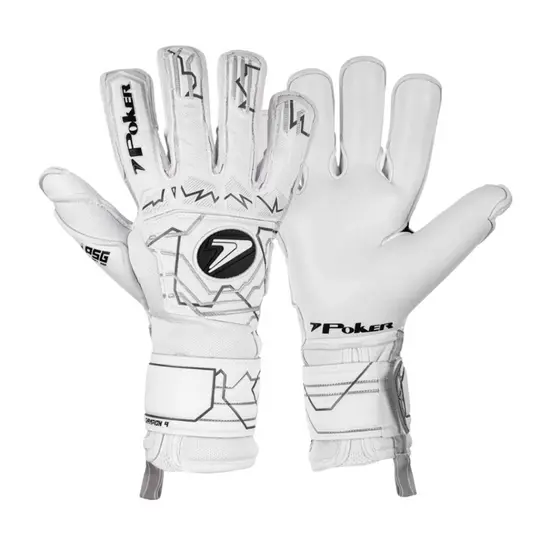 Luva De Goleiro Poker Champion 9 Profissional Futebol Branca Society Proteção Espuma Latex Adulto