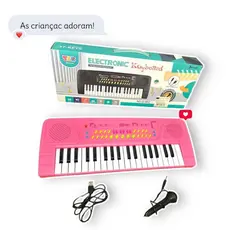Teclado Musical Infantil Linha Premium Luxo Completo Teclas Rosa lúdico aprendizado