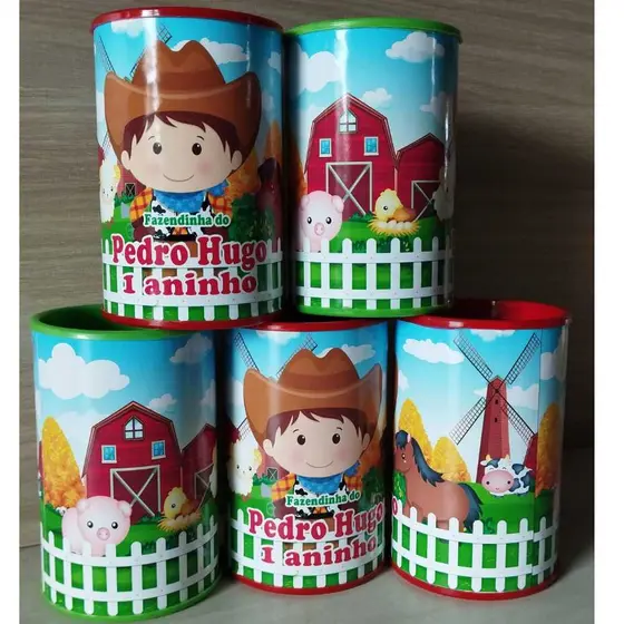 10 cofrinhos personalizado para festa infantil lembrancinha Fazendinha Menino