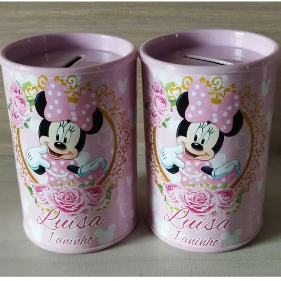 10 cofrinhos personalizado para festa infantil lembrancinha Minnie Rosa