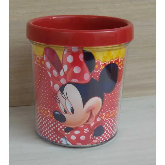 5 canecas acrílica personalizada para festa infantil lembrancinha Minnie Vermelhaa