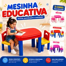Mesinha de Brinquedo Infantil Com Mesa e Cadeira Didatica Para Meninos e Meninas