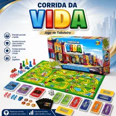 Jogo de Tabuleiro Corrida da Vida Completo com Cartas e Dinheiro Criança Adulto Familia