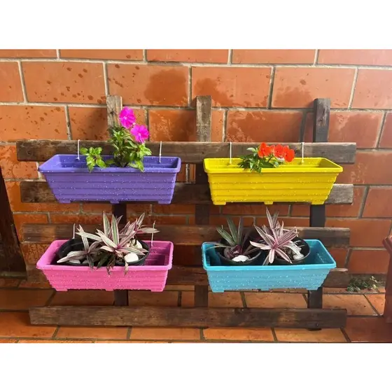 Kit 03 Floreira 40cm Jardineira para Plantas Colorida Goyama