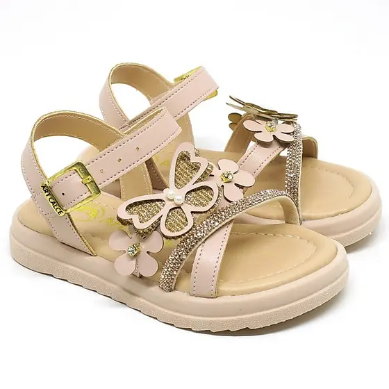 Sandália Infantil Modelo 080-022  Menina com Borboleta e Brilho – Confortável e Leve