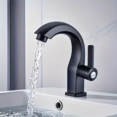 Torneira de banheiro moderna de um único orifício mate bico curvo ergonómico e instalação 7CM/18CM