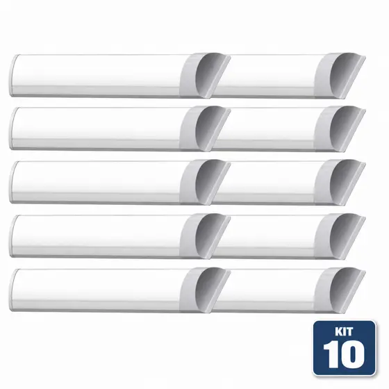 Kit 10 Luminária Tubular Led Slim Branco Frio 1,2m 36w Lampada Bivolt DESS ENERGY