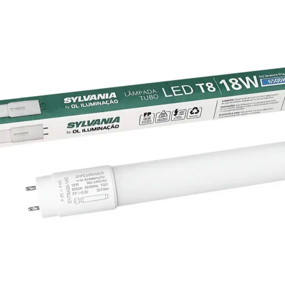 PACK C/ 10 Lâmpada Tubular Led 18W 120cm Branca- neutra sylvania