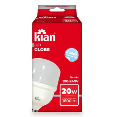 Lâmpada Led Globe 20W 6.500K Branca Fria E27 Bivolt Kian