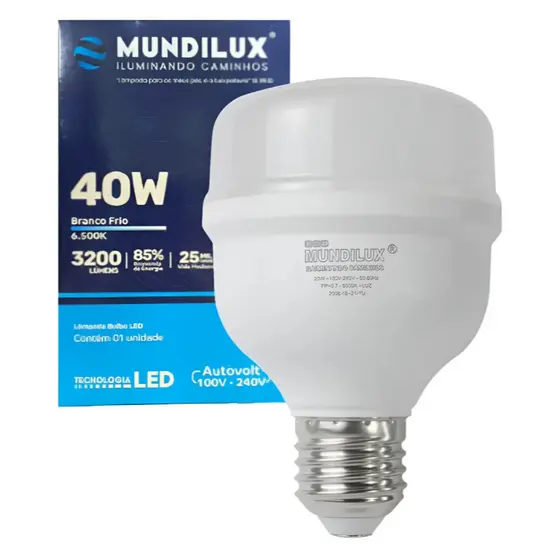 Lâmpada Led Super Bulbo 40w Bivolt Alta Potência Econômica