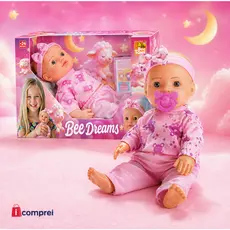 Boneca Bee Dreams Baby Com Chupeta Rosa Menina Brinquedo Infantil Bebê
