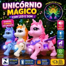 🦄✨ Cavalinho Unicórnio Mágico com LED, Som e Movimento – Diversão Encantadora para as Crianças! ✨🦄