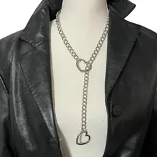 Colar Gravata Slip Body Chain BDSM Prateado Uniissex Corrente Resistente Gotico