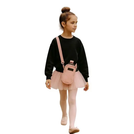 Bolsa Transversal Porta Garrafa Lateral Ziper e Bolso Fitness Infantil