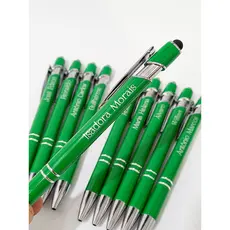 Kit 2 Canetas Verdes Touch Personalizadas A Laser com Sua Marca Assinatura Nome