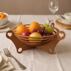 Fruteira Organizador Cozinha Multiuso Cesto de Mesa Frutas Ovos Madeira mdf