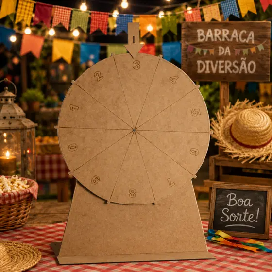 Roleta Para Festas 50cm de Diâmetro Sorteio Em MDF Resistente Gincana Escola