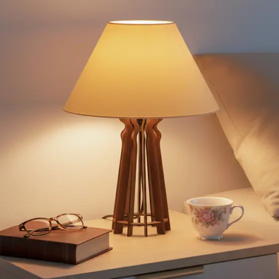 Kit 2 Abajur Luminária De Mesa para Quarto Sala Escritório Madeira mdf