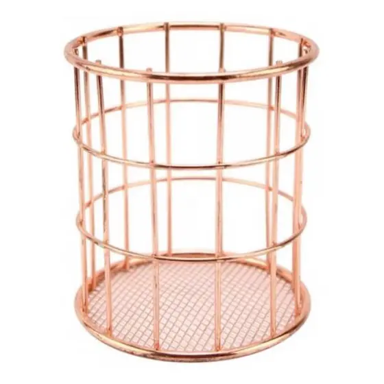 Porta Treco Escorredor Talher Lápis Caneta Pincel Rose Gold Aramado