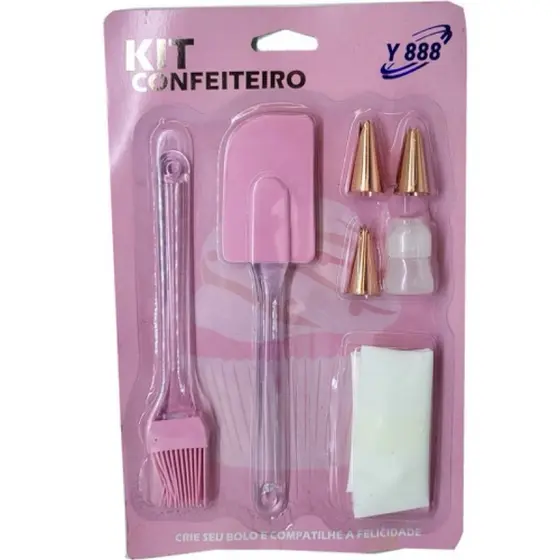 Kit Confeiteiro Para Bolo 7 Peças Bicos Pincel Espátula