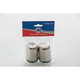 Kit 2 Saleiro Pimenteiro Porta Tempero Sal Pimenta Aço Inox AD