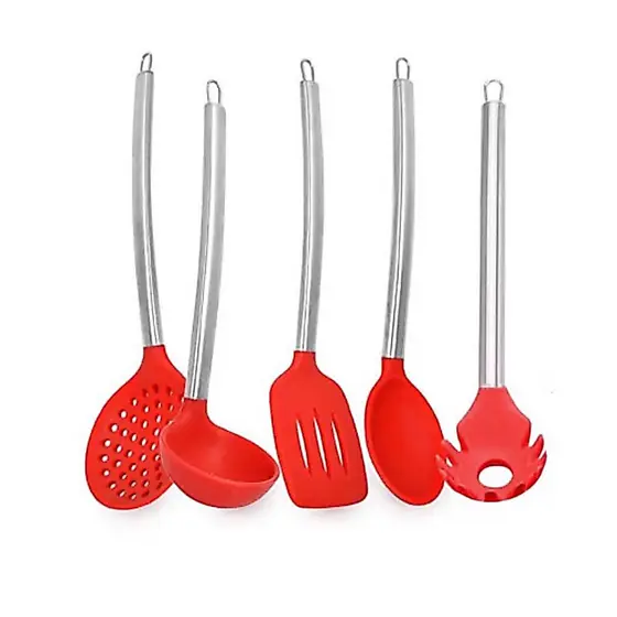 Utensílios Silicone Inox Colher Concha Pegador Espátulas