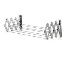 Varal Sanfonado Parede Retrátil 80cm Aço Branco ou Preto