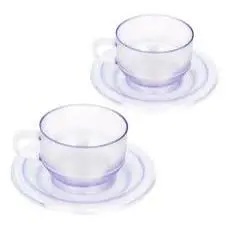 Kit C/4 Xícaras Transparente Acrílico Cristal 250ml