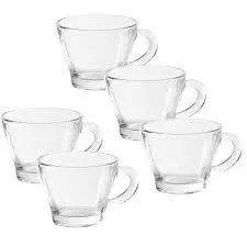 Jogo De Xícaras Café De Vidro 90ml Morocco Diamante 5 Peças Inga