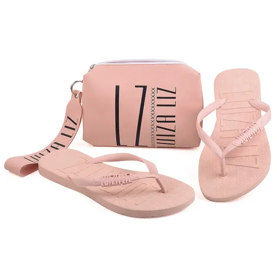 Kit Bolsa De Mão E Chinelo / Necessaire Carteira