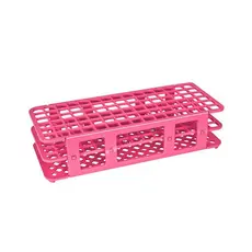 ESTANTE EM PP PARA 90 TUBOS DE ENSAIO ATÉ 13 mm ROSA 90 Lugares PP Suporte Laboratório Biologia Química