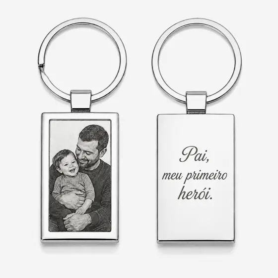 Chaveiro Personalizado Dia Dos Pais Gravação a Laser Aço Foto Frase Nome - Presente Namorada Mãe Casal Filho