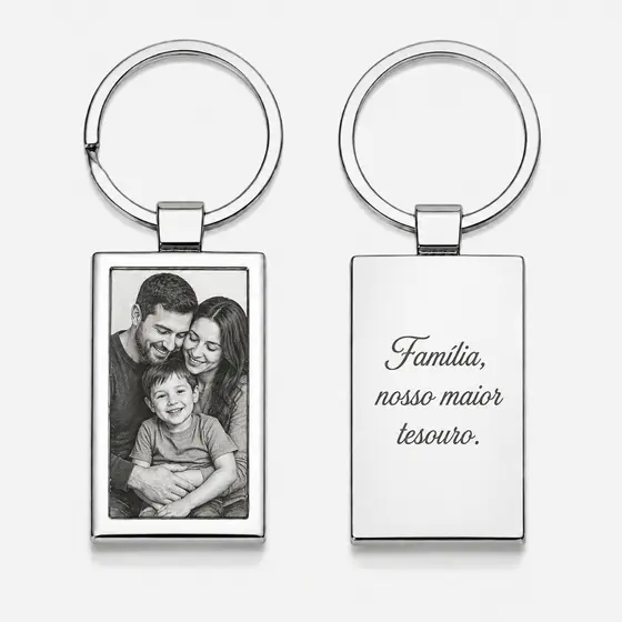 Chaveiro Personalizado Gravação a Laser Aço Inox Foto Frase Nome Presente Namorada Mãe Casal Filho
