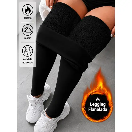 Legging  Feminina Peluciada Flanelada Termica Inverno Grossa Elegante