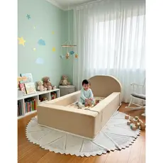 Cama Infantil Mini Cama Montessoriana Bege Amendoa com colchão 70x150 Linha Baby da Bello Conforto