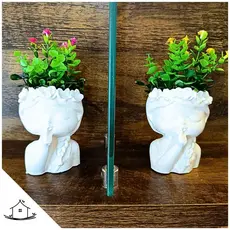 Kit 2 Mini Vasos Decorativos Artesanais Estátuas 2 Graças + Arranjo Artificial Casa Quarto Varanda