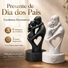 Presente Dia dos Pais Escultura Pai e Filho Pai e Filha Família 12cm Decorativo