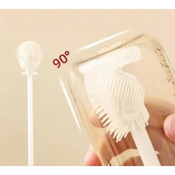 Escova De Lavar Garrafa Mamadeira Copo Taça Silicone Com Cerdas Macias Para Limpeza Completa