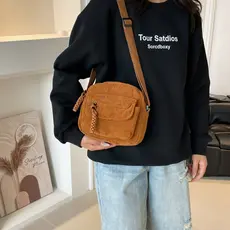 Bolsa Feminina Veludo Tiracolo Mensageiro Casual Fashion Sólido