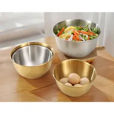 Tigela Bowl Aço Inox Dourado Bacia Multiuso Cozinha Com Medidor